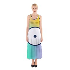 Illustrated Circle Round Polka Rainbow Sleeveless Maxi Dress