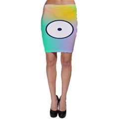 Illustrated Circle Round Polka Rainbow Bodycon Skirt