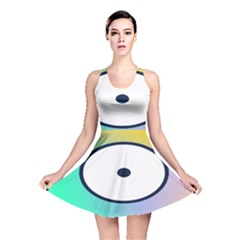 Illustrated Circle Round Polka Rainbow Reversible Skater Dress