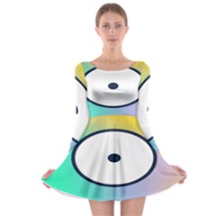 Illustrated Circle Round Polka Rainbow Long Sleeve Skater Dress