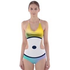 Illustrated Circle Round Polka Rainbow Cut-out One Piece Swimsuit