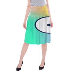 Illustrated Circle Round Polka Rainbow Midi Beach Skirt