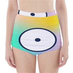 Illustrated Circle Round Polka Rainbow High-Waisted Bikini Bottoms