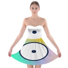 Illustrated Circle Round Polka Rainbow Strapless Bra Top Dress