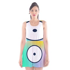 Illustrated Circle Round Polka Rainbow Scoop Neck Skater Dress
