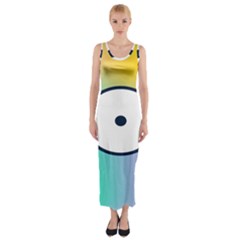 Illustrated Circle Round Polka Rainbow Fitted Maxi Dress by Mariart