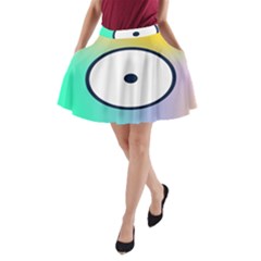 Illustrated Circle Round Polka Rainbow A-Line Pocket Skirt
