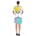 Illustrated Circle Round Polka Rainbow Short Sleeve V-neck Flare Dress View2