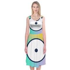 Illustrated Circle Round Polka Rainbow Midi Sleeveless Dress