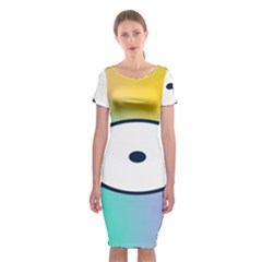 Illustrated Circle Round Polka Rainbow Classic Short Sleeve Midi Dress
