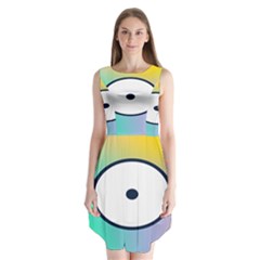 Illustrated Circle Round Polka Rainbow Sleeveless Chiffon Dress  