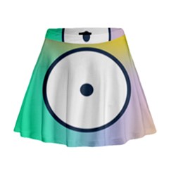 Illustrated Circle Round Polka Rainbow Mini Flare Skirt