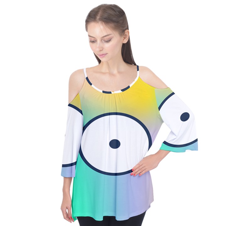 Illustrated Circle Round Polka Rainbow Flutter Tees