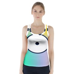 Illustrated Circle Round Polka Rainbow Racer Back Sports Top