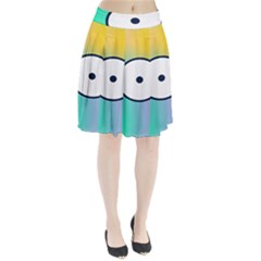 Illustrated Circle Round Polka Rainbow Pleated Skirt