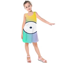 Illustrated Circle Round Polka Rainbow Kids  Sleeveless Dress