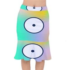 Illustrated Circle Round Polka Rainbow Mermaid Skirt