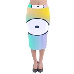Illustrated Circle Round Polka Rainbow Velvet Midi Pencil Skirt