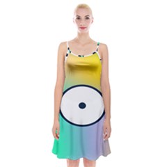 Illustrated Circle Round Polka Rainbow Spaghetti Strap Velvet Dress