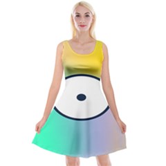 Illustrated Circle Round Polka Rainbow Reversible Velvet Sleeveless Dress