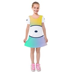 Illustrated Circle Round Polka Rainbow Kids  Short Sleeve Velvet Dress by Mariart