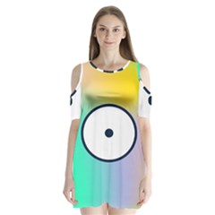 Illustrated Circle Round Polka Rainbow Shoulder Cutout Velvet  One Piece by Mariart