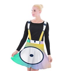 Illustrated Circle Round Polka Rainbow Suspender Skater Skirt