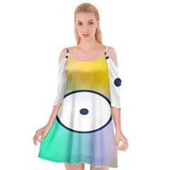 Illustrated Circle Round Polka Rainbow Cutout Spaghetti Strap Chiffon Dress