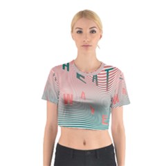 Heat Wave Chevron Waves Red Green Cotton Crop Top by Mariart