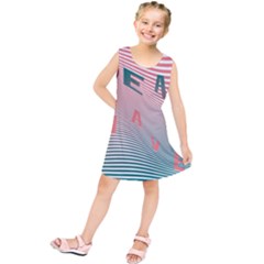 Heat Wave Chevron Waves Red Green Kids  Tunic Dress by Mariart