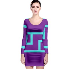 Illustrated Position Purple Blue Star Zodiac Long Sleeve Bodycon Dress by Mariart