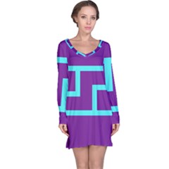 Illustrated Position Purple Blue Star Zodiac Long Sleeve Nightdress by Mariart
