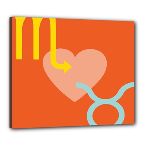 Illustrated Zodiac Love Heart Orange Yellow Blue Canvas 24  x 20 