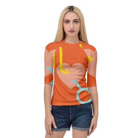 Illustrated Zodiac Love Heart Orange Yellow Blue Quarter Sleeve Tee by Mariart