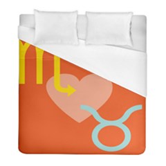 Illustrated Zodiac Love Heart Orange Yellow Blue Duvet Cover (full/ Double Size) by Mariart