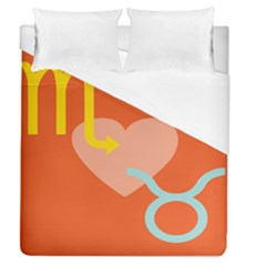 Illustrated Zodiac Love Heart Orange Yellow Blue Duvet Cover (queen Size) by Mariart