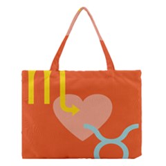 Illustrated Zodiac Love Heart Orange Yellow Blue Medium Tote Bag by Mariart