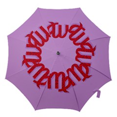 Illustrated Zodiac Purple Red Star Polka Hook Handle Umbrellas (medium)