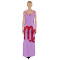 Illustrated Zodiac Purple Red Star Polka Maxi Thigh Split Dress View2