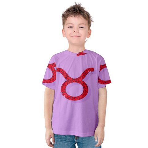 Illustrated Zodiac Purple Red Star Polka Circle Kids  Cotton Tee by Mariart