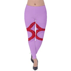 Illustrated Zodiac Purple Red Star Polka Circle Velvet Leggings by Mariart