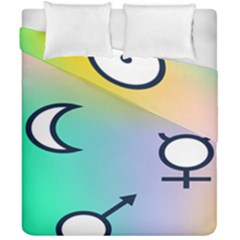 Illustrated Moon Circle Polka Dot Rainbow Duvet Cover Double Side (california King Size)