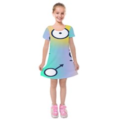 Illustrated Moon Circle Polka Dot Rainbow Kids  Short Sleeve Velvet Dress by Mariart