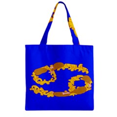 Illustrated 69 Blue Yellow Star Zodiac Zipper Grocery Tote Bag by Mariart