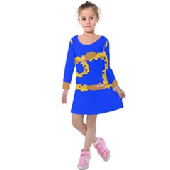 Illustrated 69 Blue Yellow Star Zodiac Kids  Long Sleeve Velvet Dress