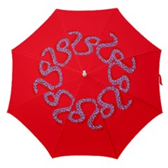 Illustrated Zodiac Red Purple Star Polka Dot Straight Umbrellas by Mariart