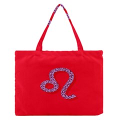Illustrated Zodiac Red Purple Star Polka Dot Medium Zipper Tote Bag
