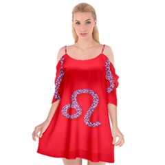 Illustrated Zodiac Red Purple Star Polka Dot Cutout Spaghetti Strap Chiffon Dress