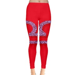 Illustrated Zodiac Red Purple Star Polka Leggings  by Mariart