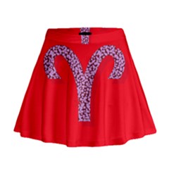 Illustrated Zodiac Red Star Purple Mini Flare Skirt by Mariart